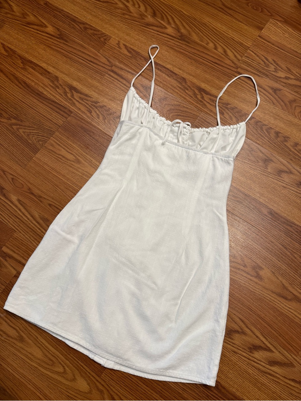 Commense White Linen Blend Mini Dress Small Button Front Cottagecore Dress - Picture 5 of 5